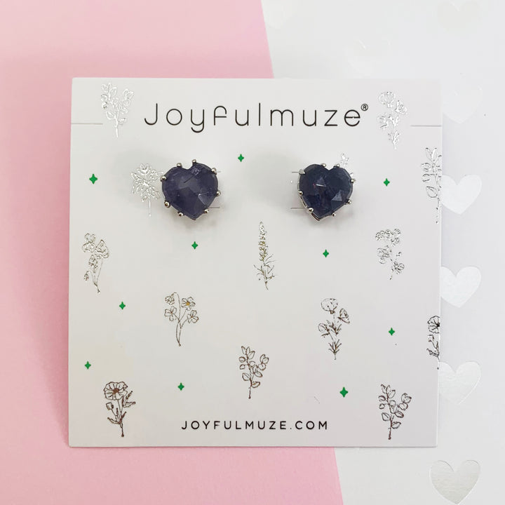 set of heart stud earrings