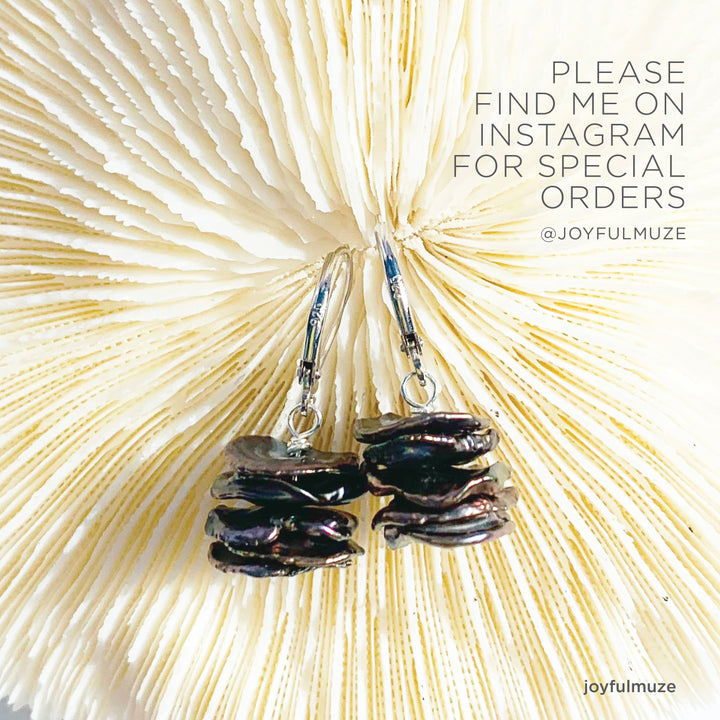 Black Keshi Pearl Earrings