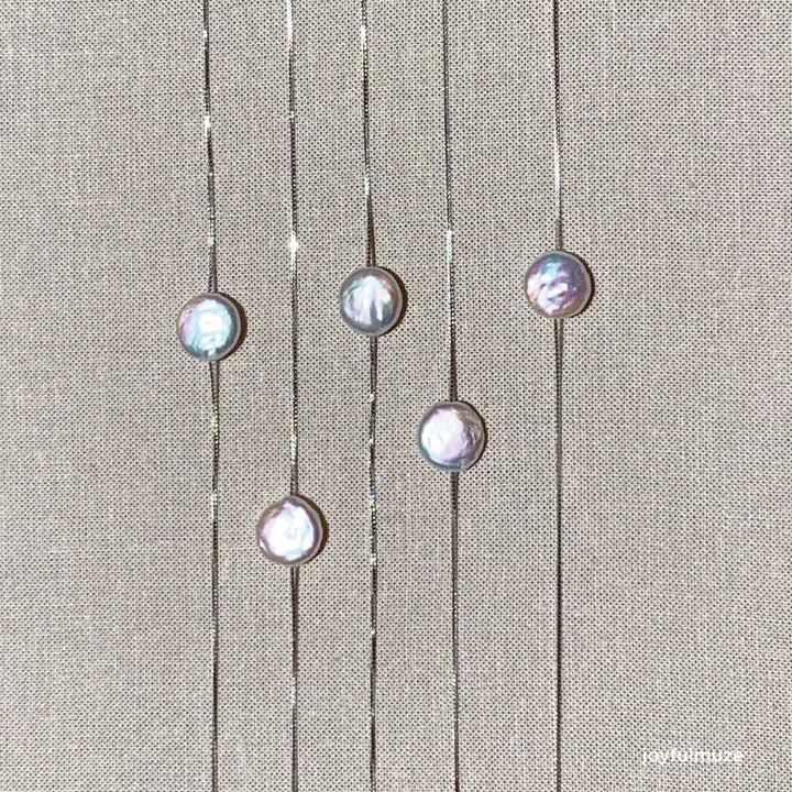 Coin Pearl Necklace in Box Chain