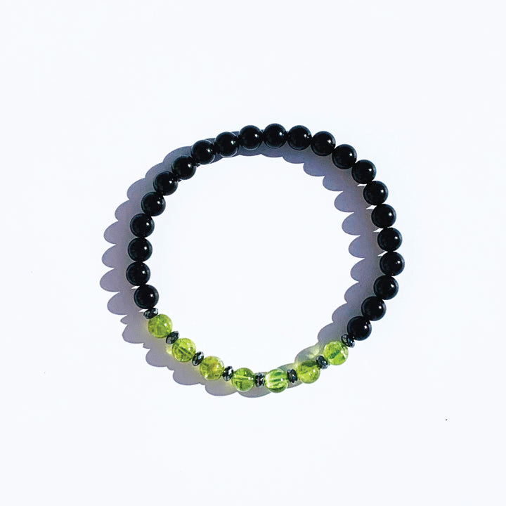 Peridot Tourmaline and Hematite Men Bracelet