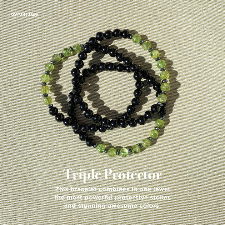 Peridot Tourmaline and Hematite Men Bracelet