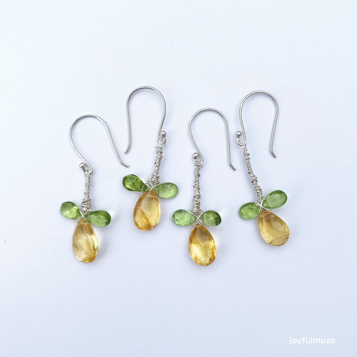 Citrine and Peridot Silver Earrings