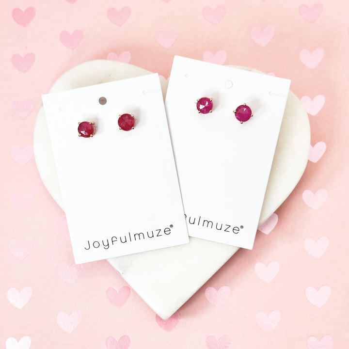 Pink Sapphire Round Studs