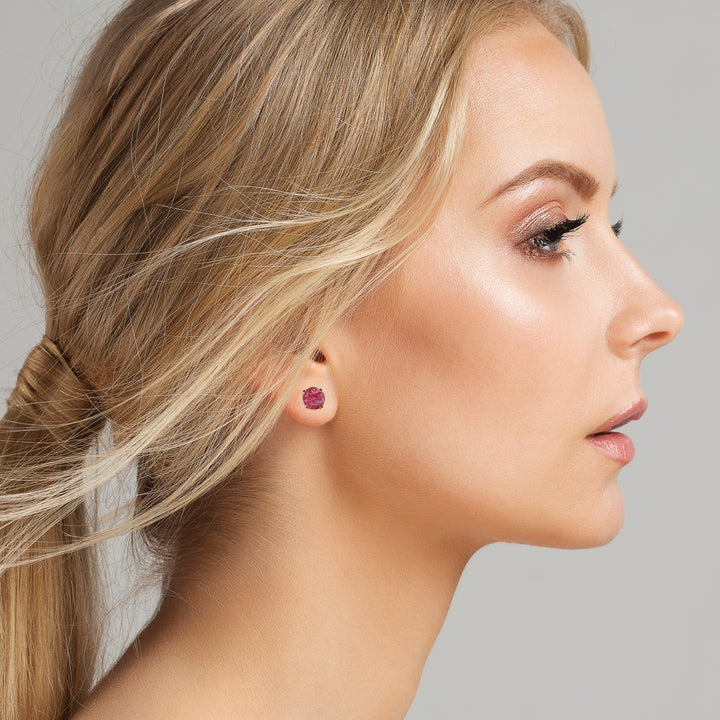 Pink Sapphire Round Studs