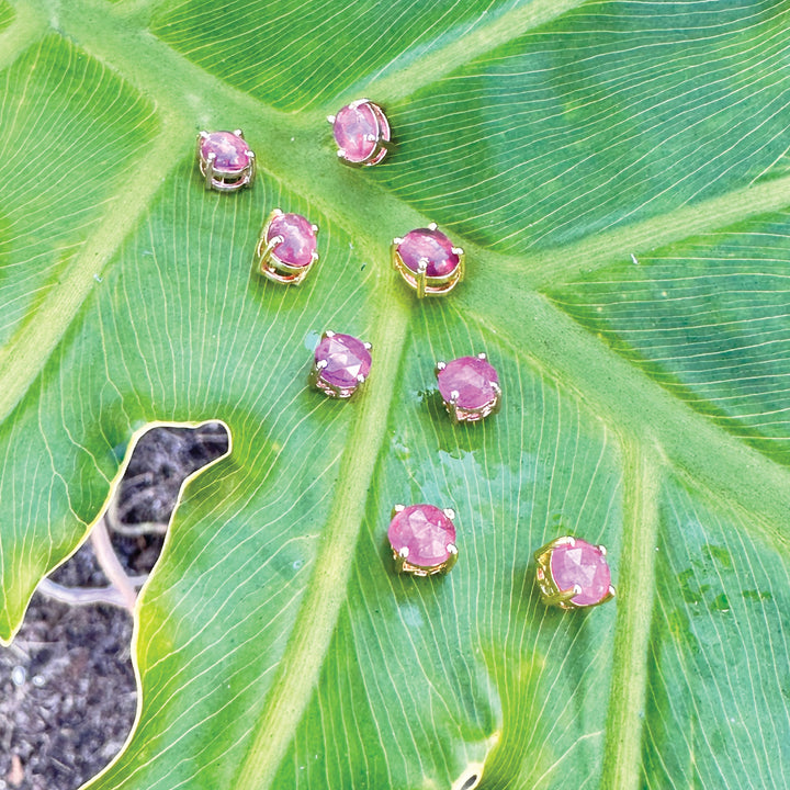 Pink Sapphire Round Studs