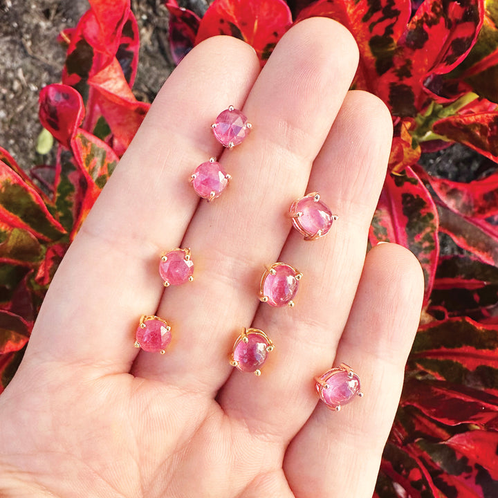 Pink Sapphire Round Studs