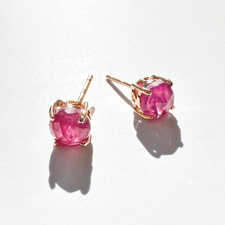Pink Sapphire Round Studs