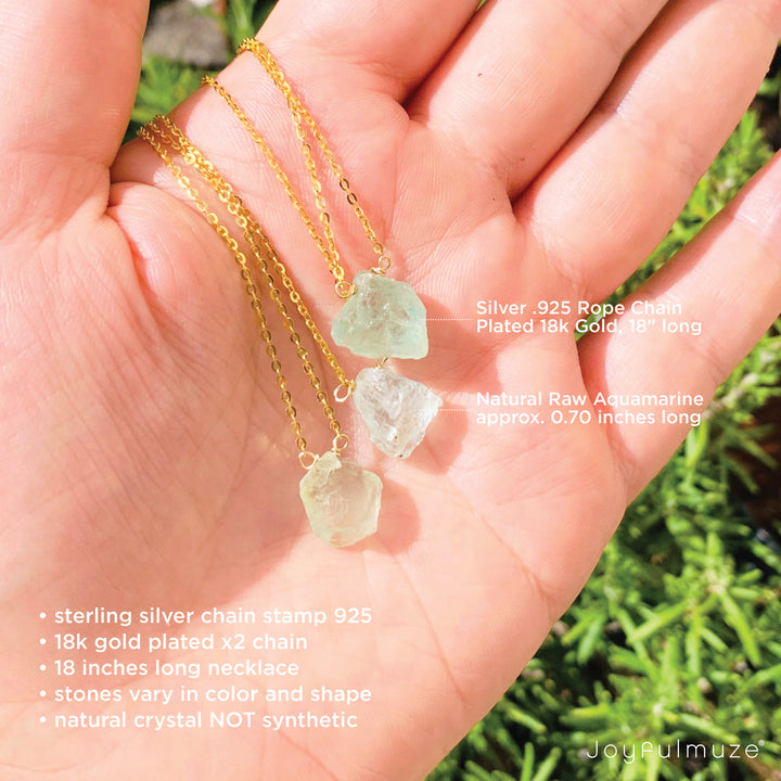 Raw Aquamarine Samll Gold Necklace