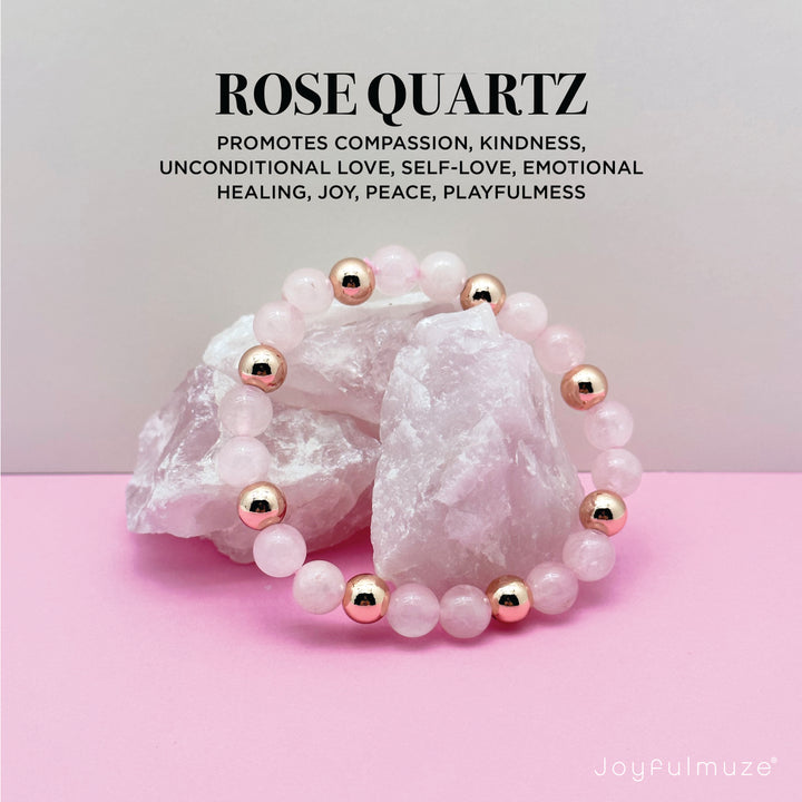 NEW-Rose-Quartz-Rose-Gold-Brass-8mm-17cm-New