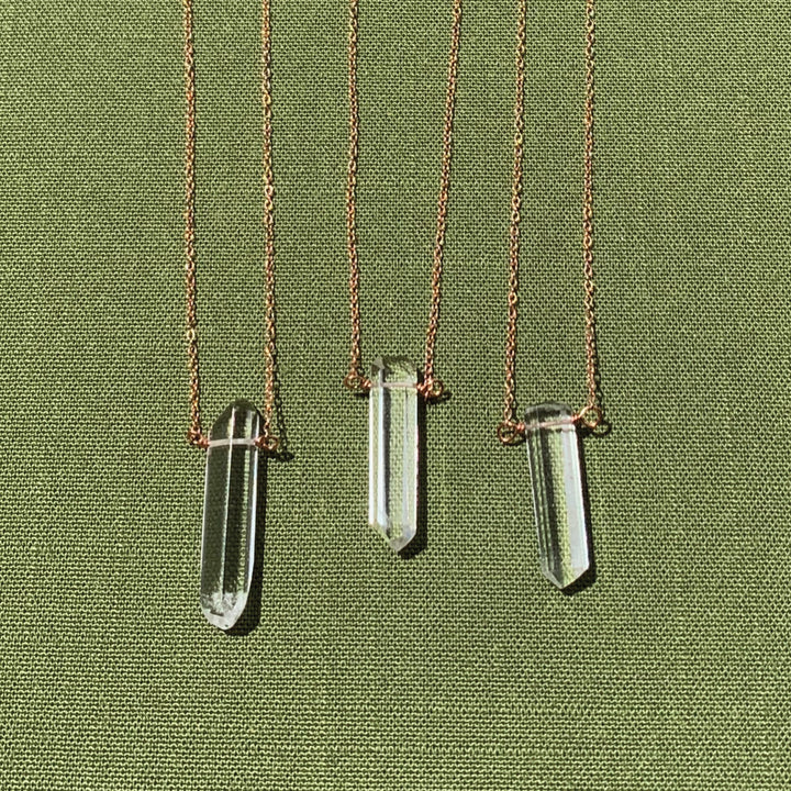 Clear Quartz Necklace in Rose Gold