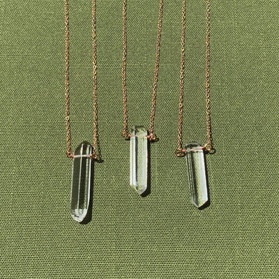 Clear Quartz Necklace in Rose Gold