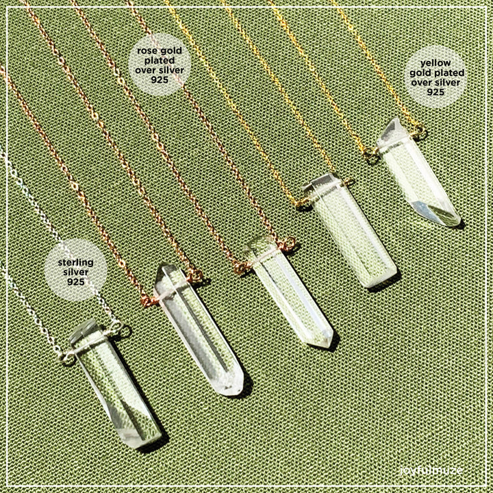 Clear Quartz Necklace in Rose Gold