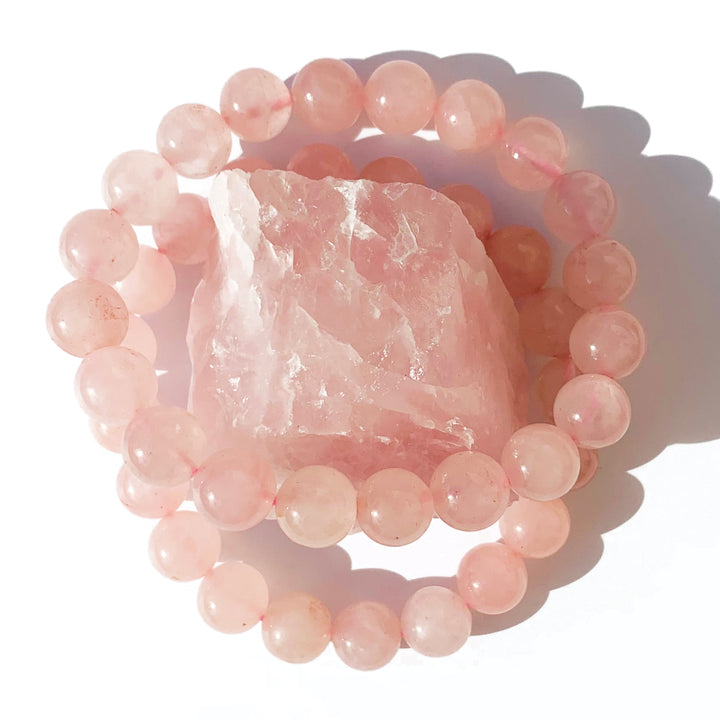 rose quartz beaded bracelet
