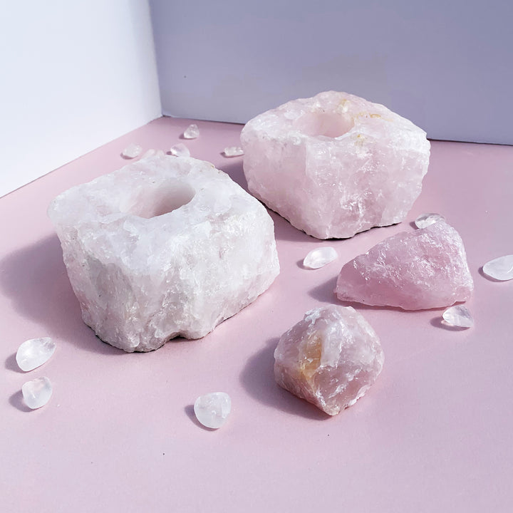 Rose Quartz Candle Holder