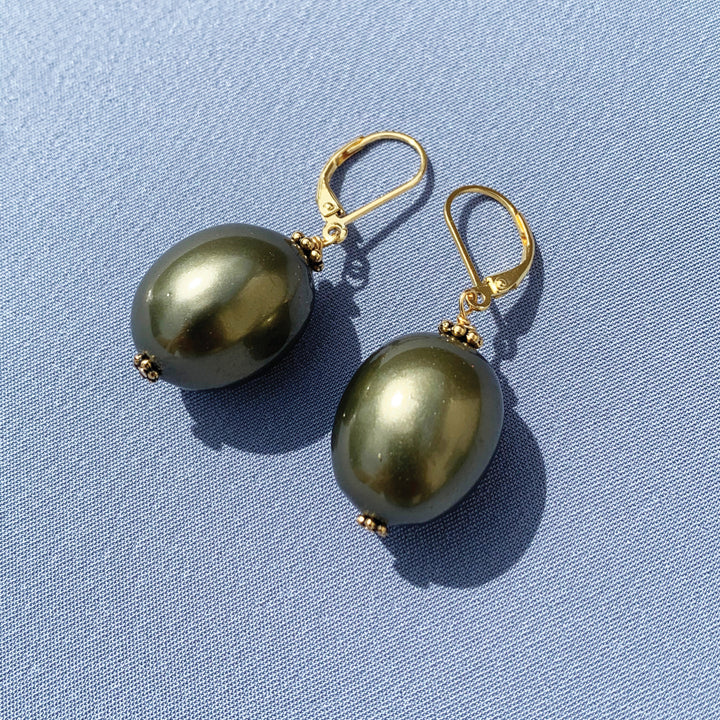 Sell Pearls Earrings in Olive Green