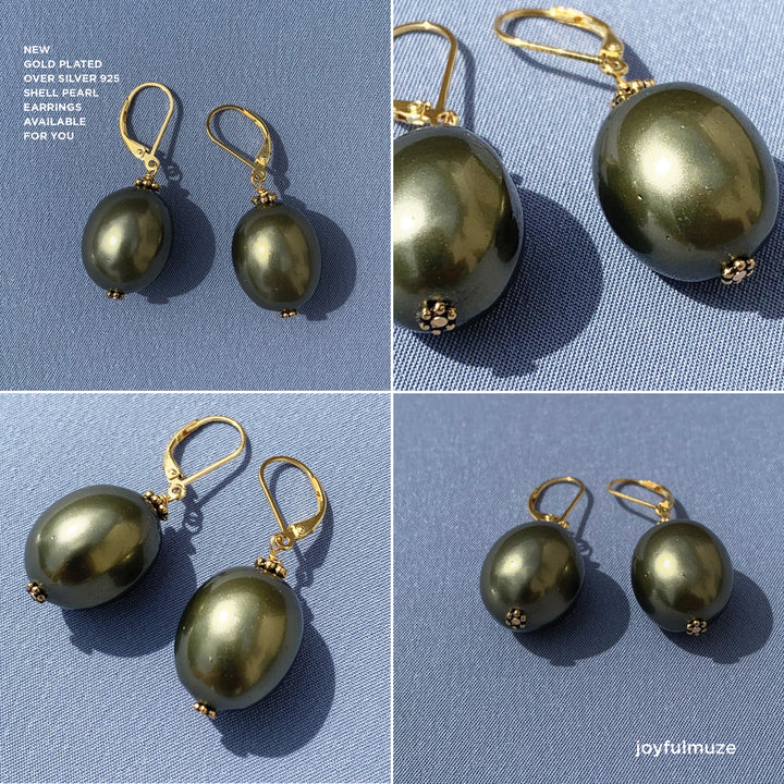 Sell Pearls Earrings in Olive Green