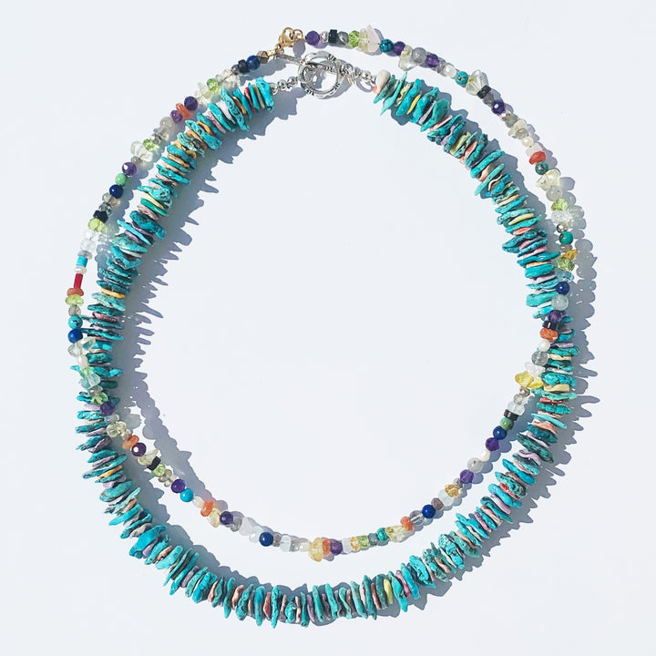 Turquoise and Shells Chip Necklace