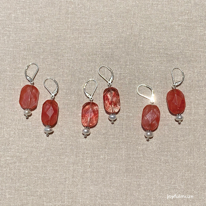 Strawberry Quartz and Pearls Earrings