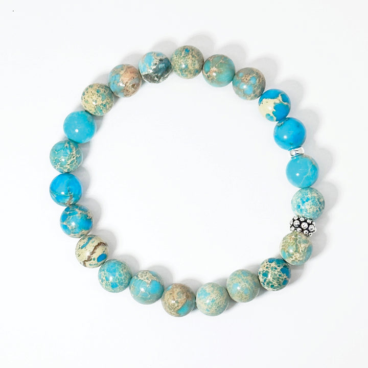 Turquoise Emperor Jasper Silver Bracelet