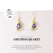 Amethyst Pearls Gold Earrings