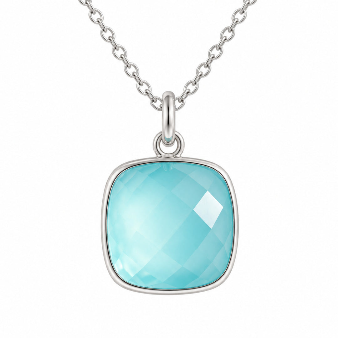 Aqua Blue Chalcedony Sterling Silver Necklace