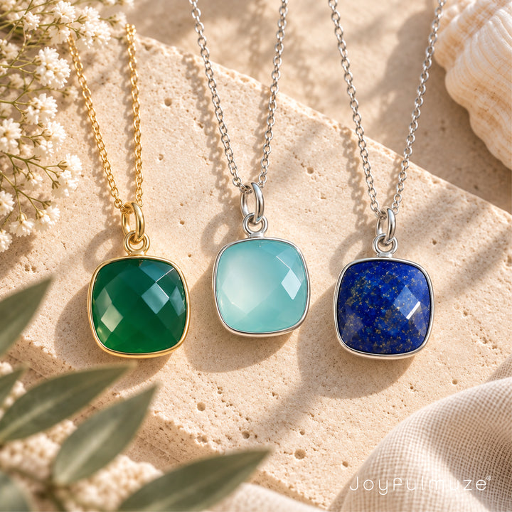 Aqua Blue Chalcedony Sterling Silver Necklace