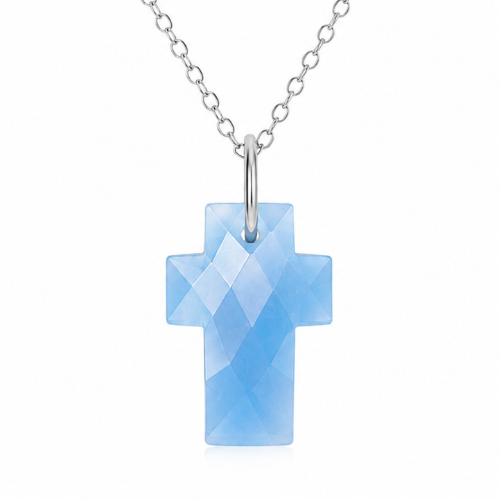 Blue Onyx Cross Necklace