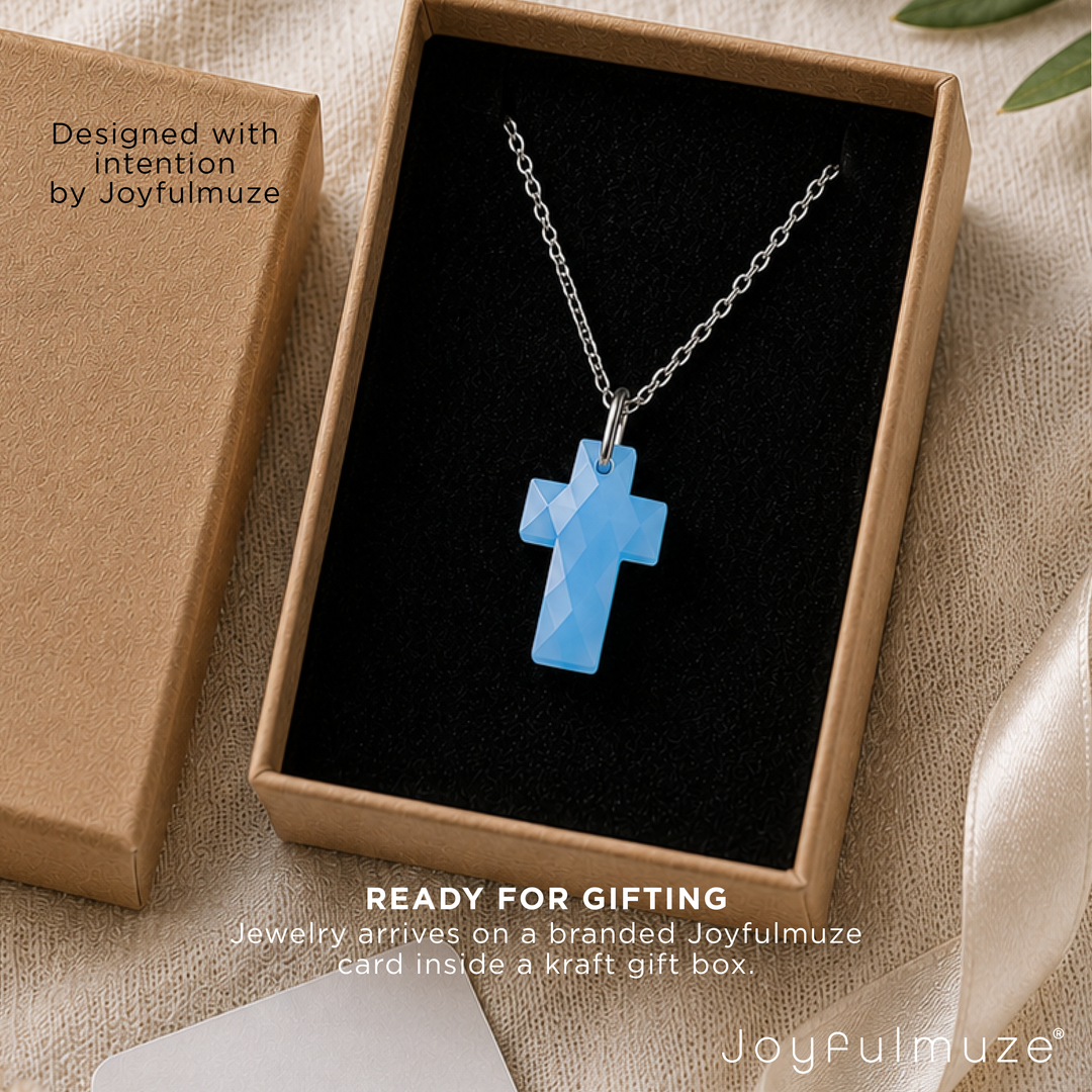 Blue Onyx Cross Necklace