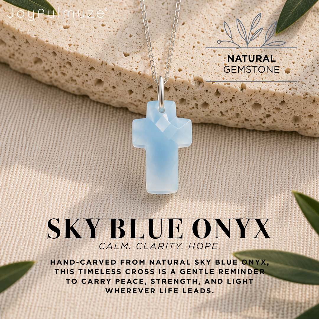 Blue Onyx Cross Necklace