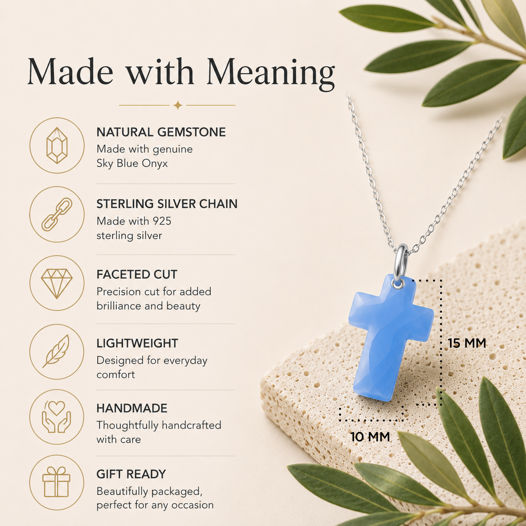 Blue Onyx Cross Necklace
