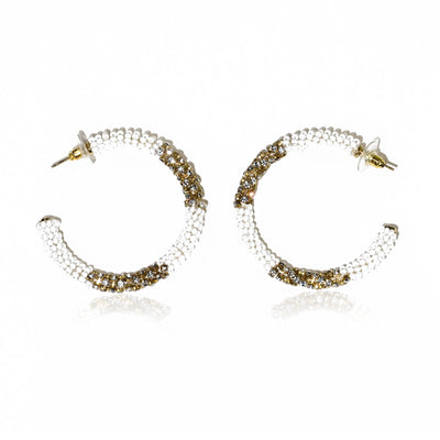 White and Gold Hoops