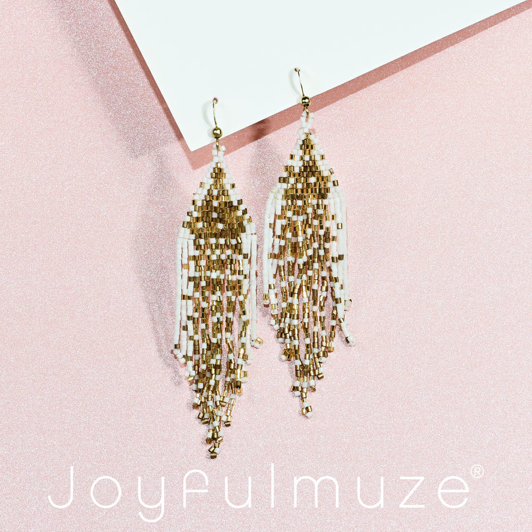 Women's Beaded Boho Earrings Lexie Luxe Petite Fringe Seed Bead Colorful Statement Earrings Handmade Jewelry for the Modern Bohemian