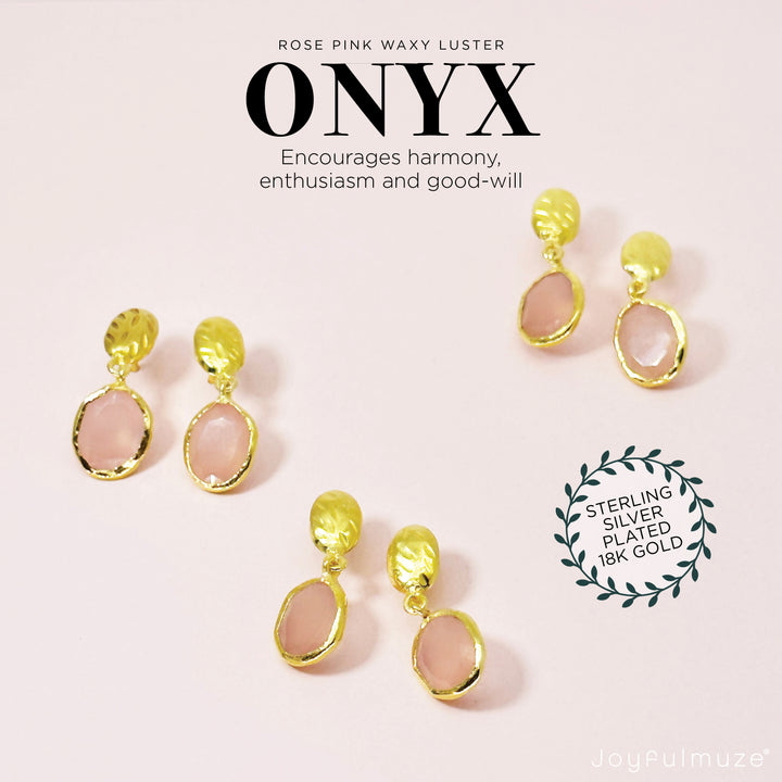 Rose Pink Onyx Earrings