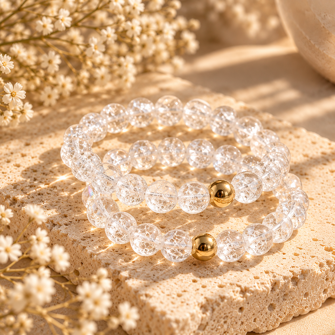 CRACKED CLEAR QUARTZ BRACELET