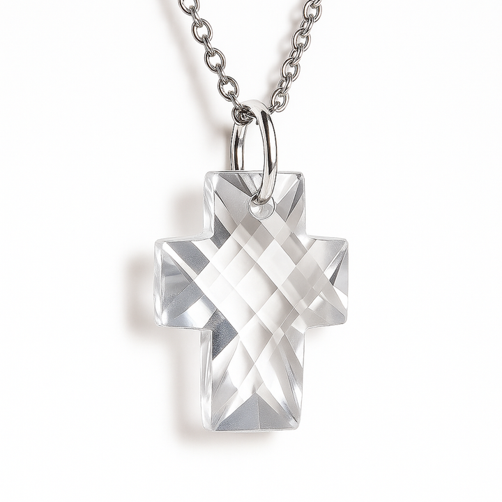Crystal Faceted Cross Necklace