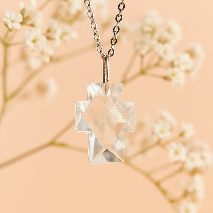 Crystal Faceted Cross Necklace