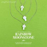 Rainbow Moonstone Cross