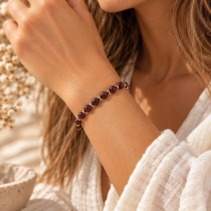 Garnet & Gold Hematite Gemstone Bracelet