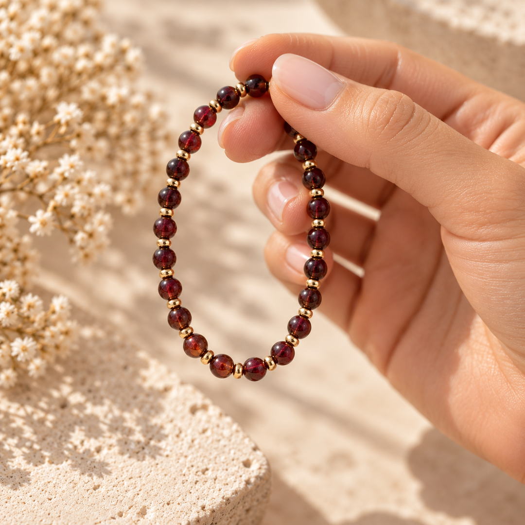 Garnet & Gold Hematite Gemstone Bracelet