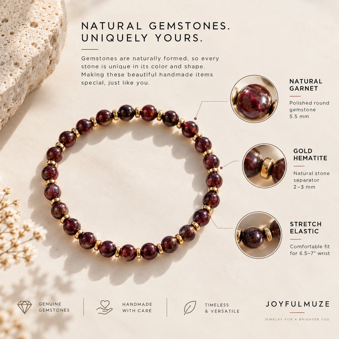Garnet & Gold Hematite Gemstone Bracelet