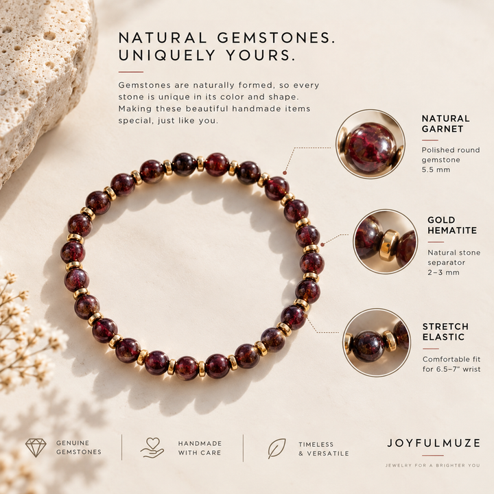 Garnet & Gold Hematite Gemstone Bracelet