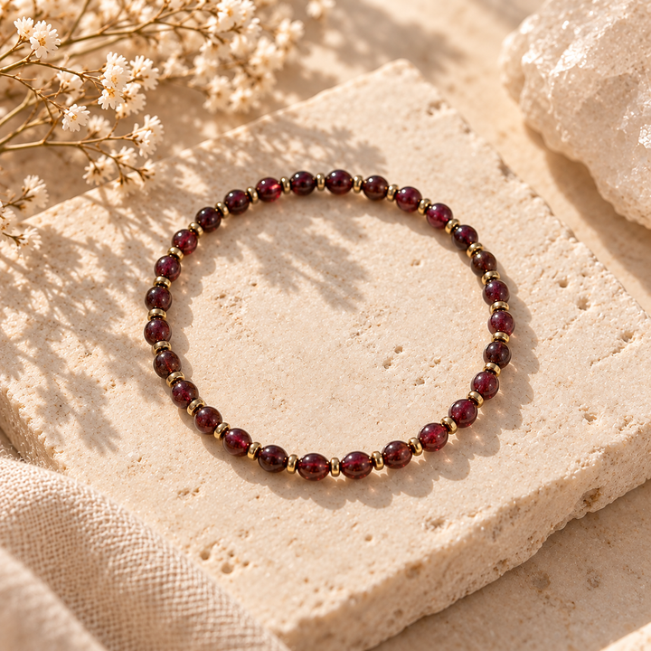 Garnet & Gold Hematite Gemstone Bracelet