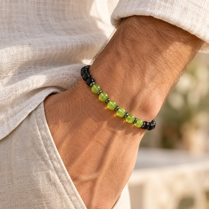 Peridot, Tourmaline & Hematite Gemstone Bracele