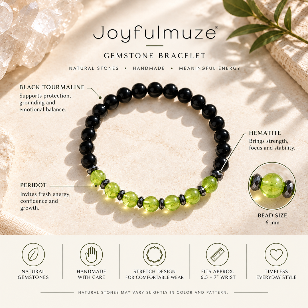 Peridot, Tourmaline & Hematite Gemstone Bracele