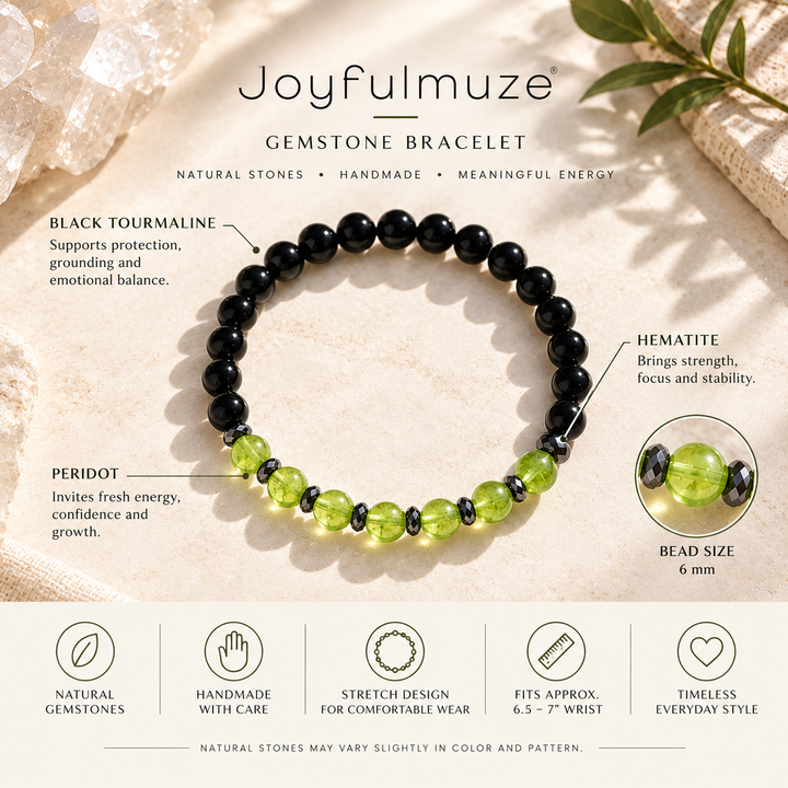 Peridot, Tourmaline & Hematite Gemstone Bracele