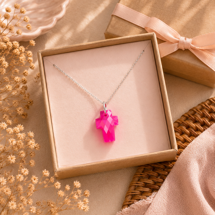 Hot Pink Cross Necklace