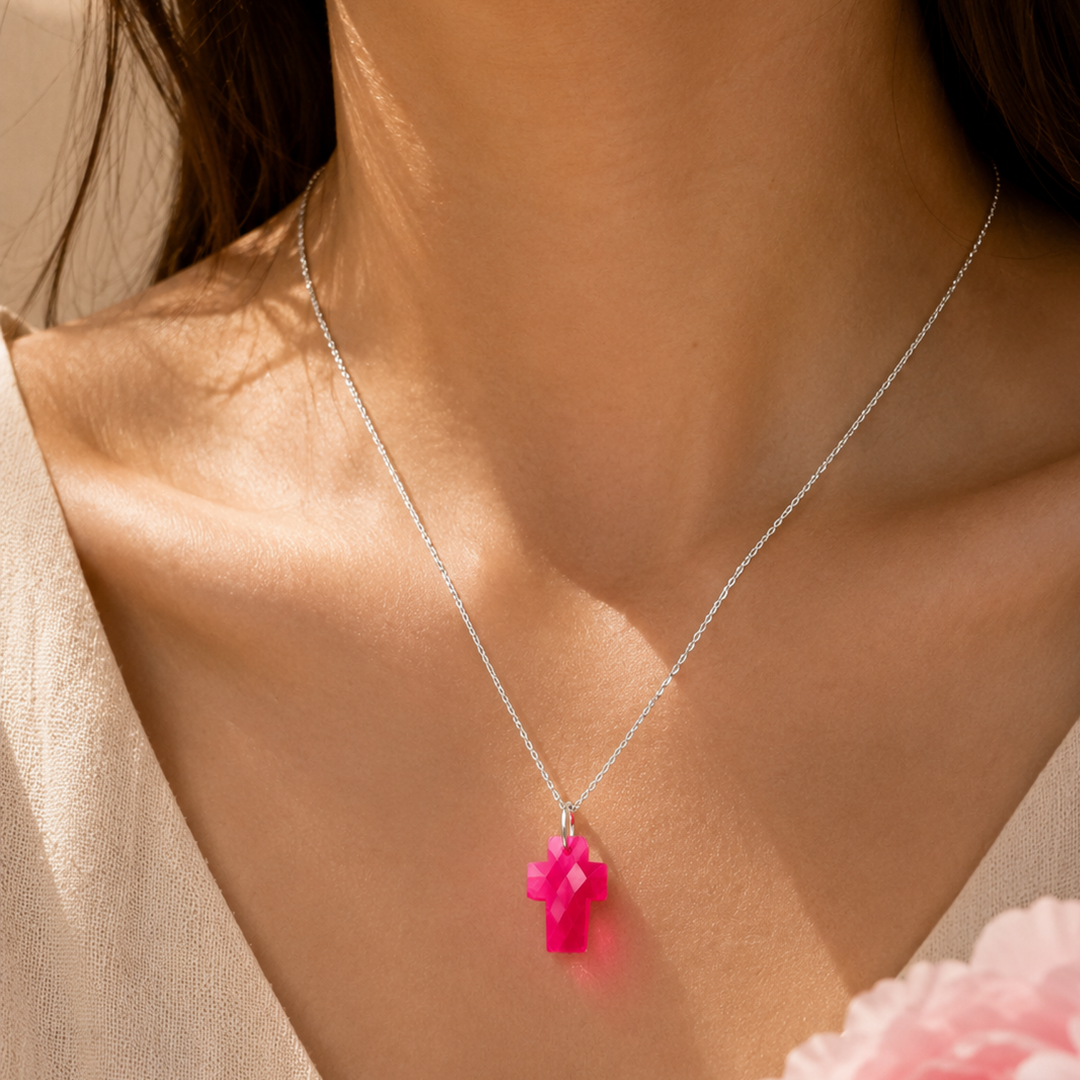 Hot Pink Cross Necklace