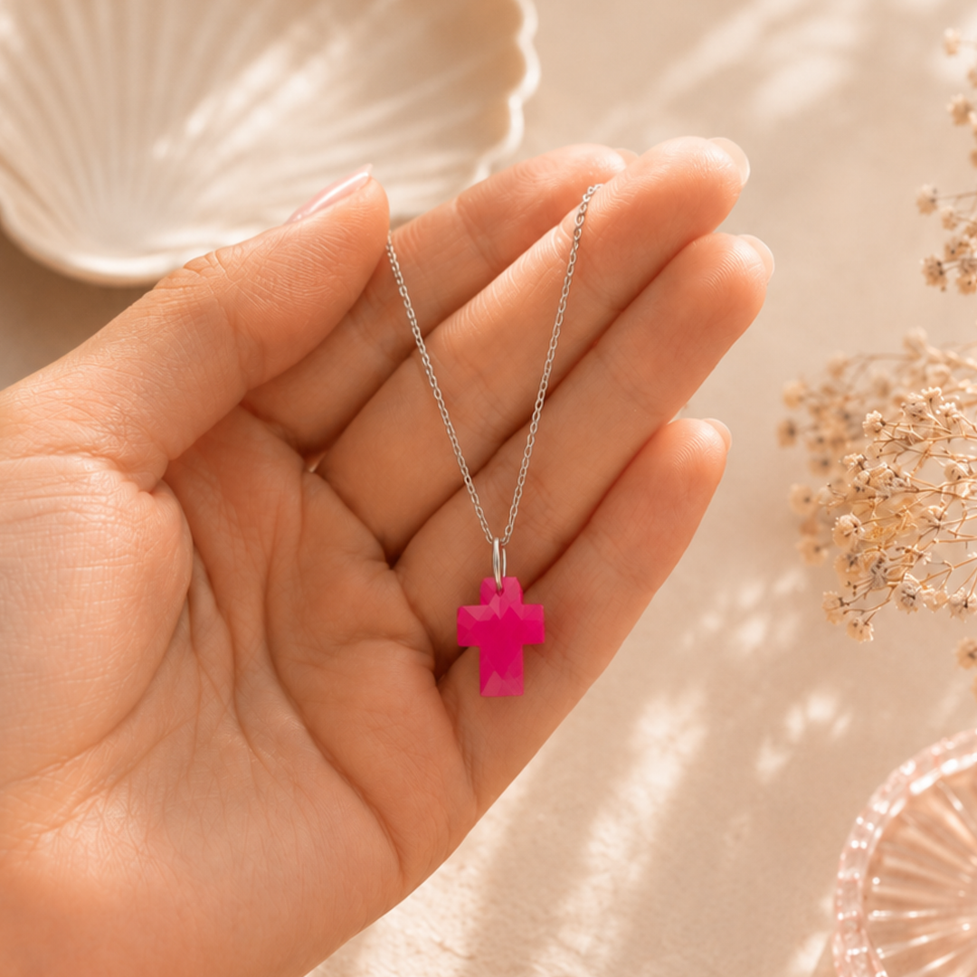 Hot Pink Cross Necklace