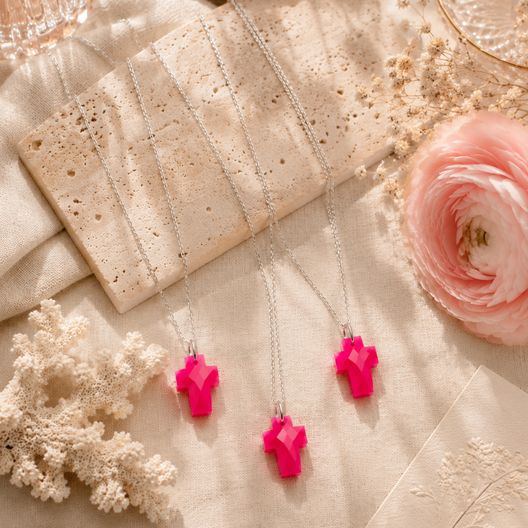 Hot Pink Cross Necklace