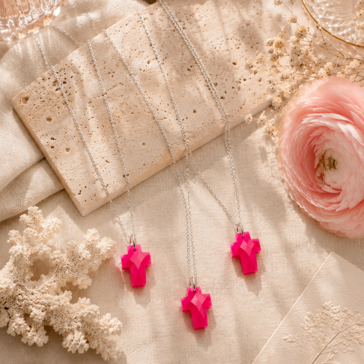 Hot Pink Cross Necklace